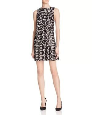 Alice & Olivia Clyde Sequin Crochet Dot Mini Shift Party Dress 4 Retro 70s Glam